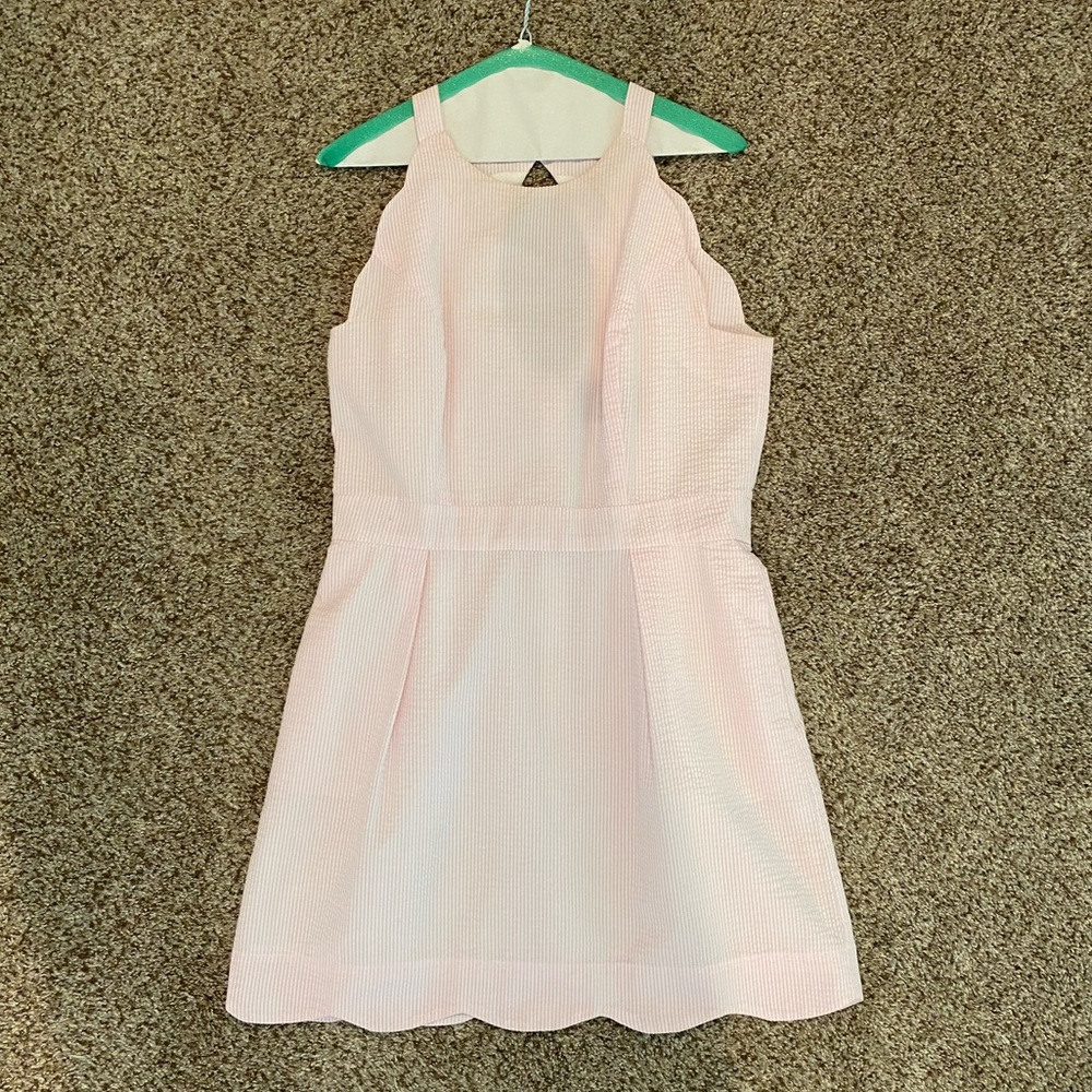 EUC Lauren James pale pink seersucker dress